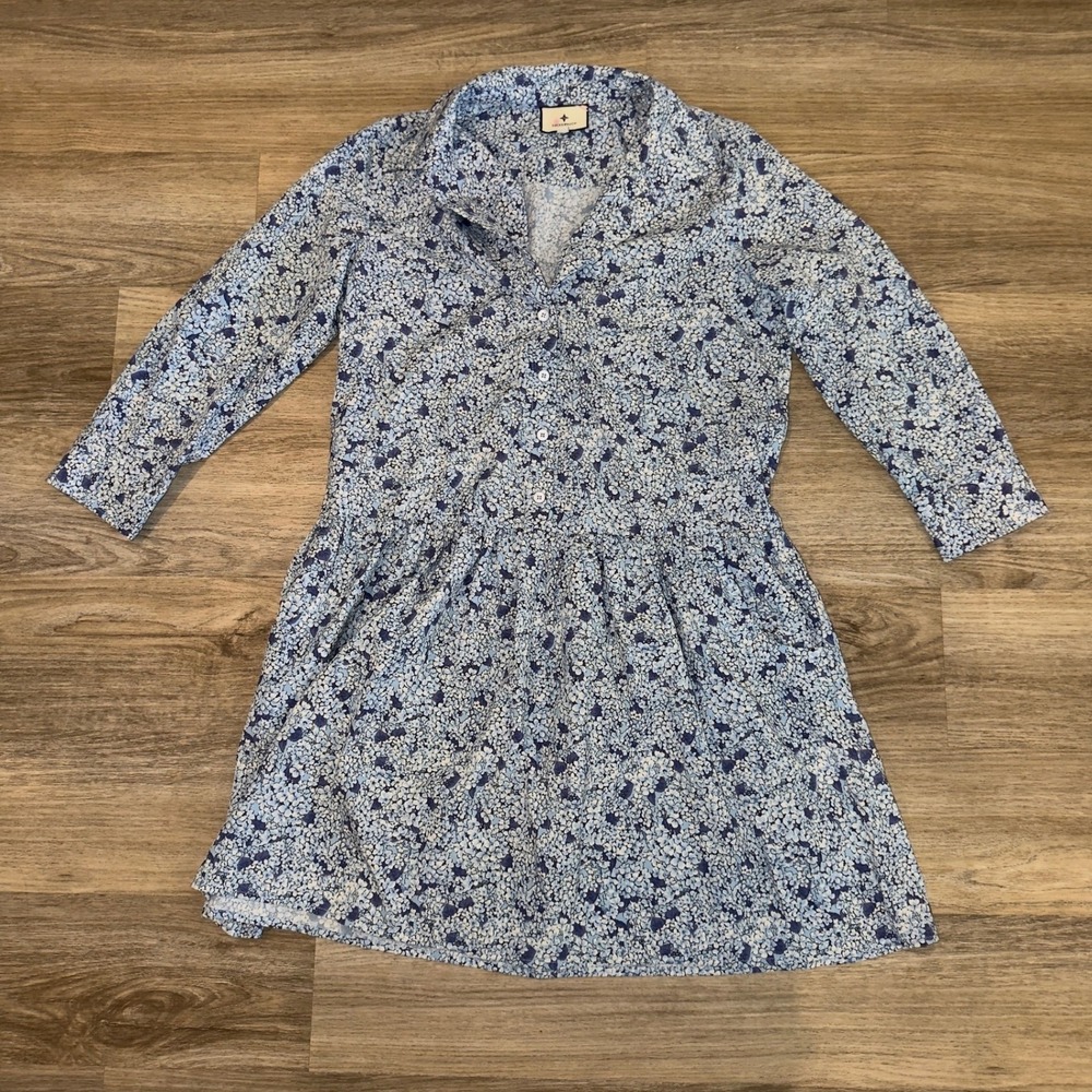Tuckernuck Blue Hydrangea Hayes Shirt Dress Floral Mini Size S